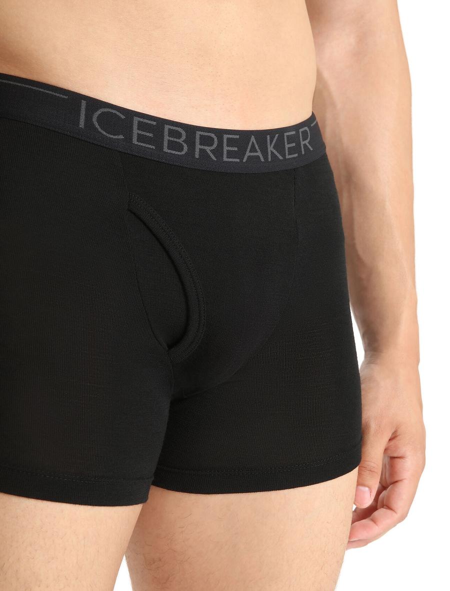 Icebreaker Merino 175 Everyday Thermal Boxers With Fly Miesten Alusvaatteet Mustat | FI 1293VRWD